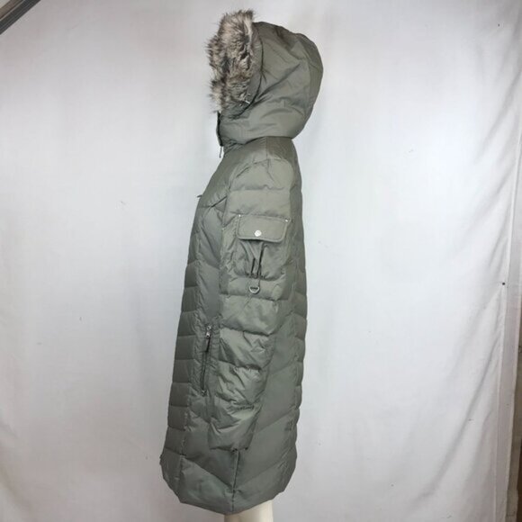 EDDIE BAUER ~ WOMENS MEDIUM ~ GRAY QUILTED DOWN PARKA DOWN COAT WITH HOOD - Picture 5 of 8